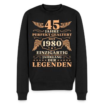 45 Geburtstag Perfekt Gealtert Jahrgang 1980 - Männer Premium Bio Pullover - Schwarz - Vorne - Nico (187cm)