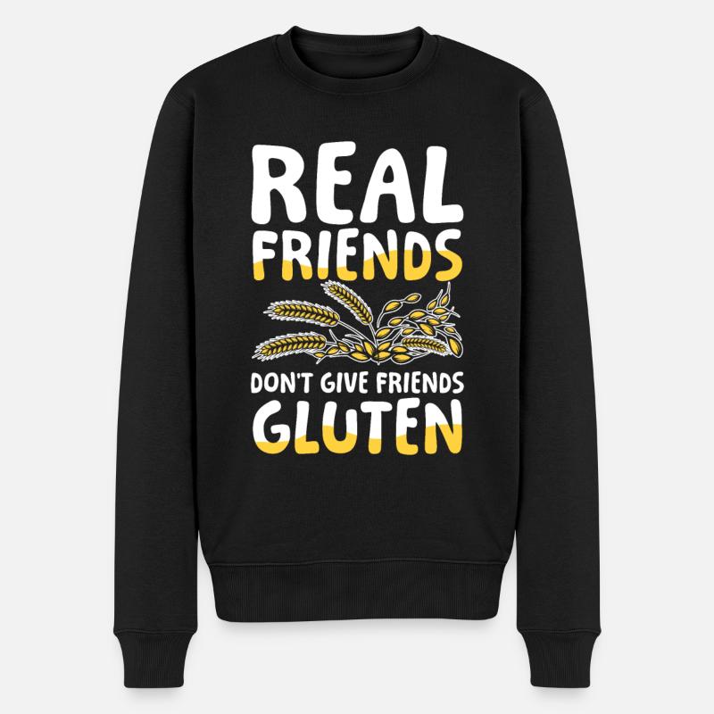 Real friends don’t give friends gluten - Männer Premium Bio Pullover - Schwarz