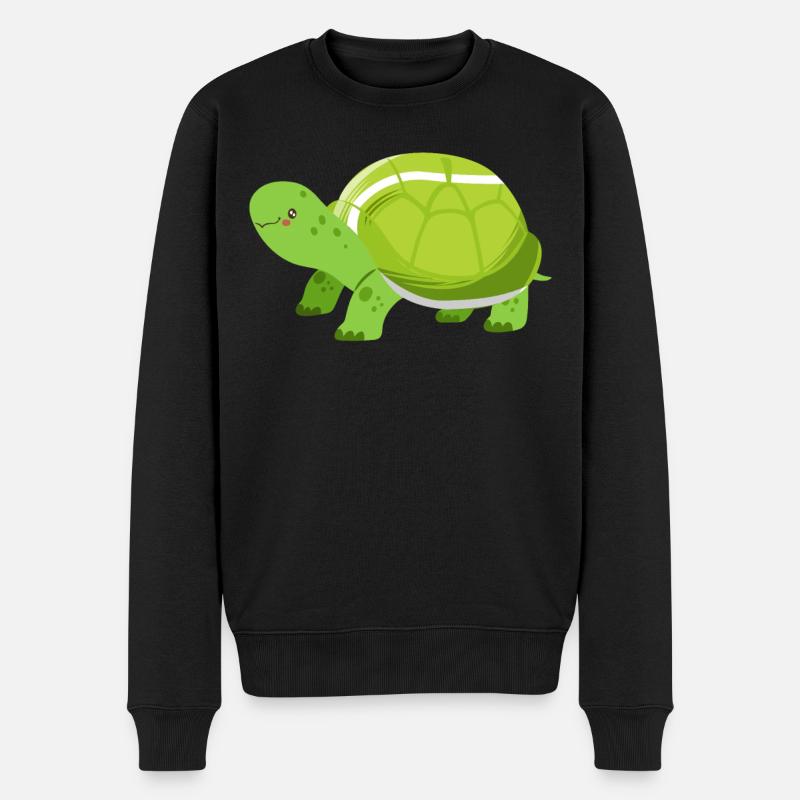 Funny Tennis Player Racket Turtle - Männer Premium Bio Pullover - Schwarz