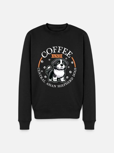 Coffee and Central Asian Ovcharka - Men's Premium Organic Jumper - black