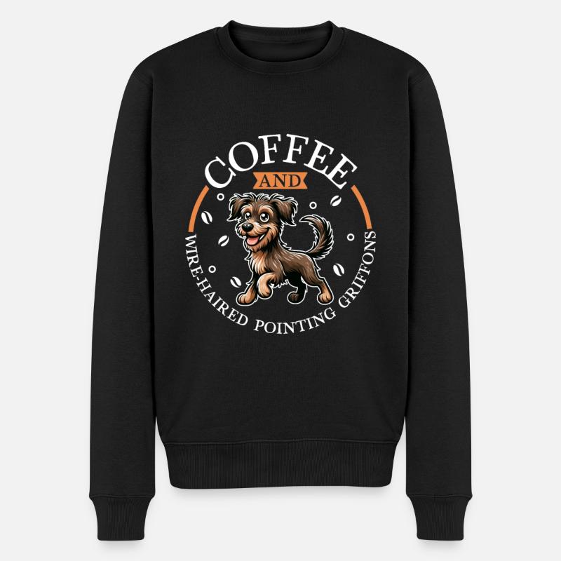 Kaffee und Cesky fousek - Männer Premium Bio Pullover - Schwarz