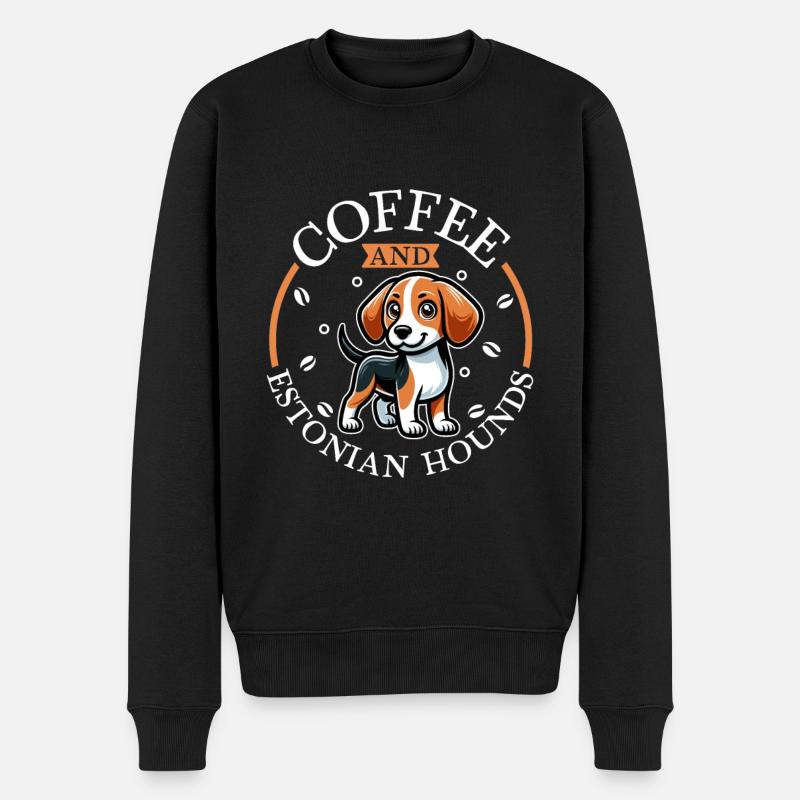 Kaffee und Estnische Bracke - Männer Premium Bio Pullover - Schwarz