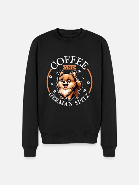 Coffee and German Spitz - Men's Premium Organic Jumper - black