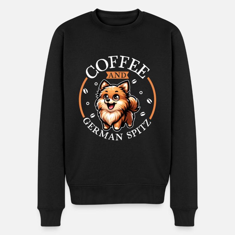 Coffee and German Spitz - Men's Premium Organic Jumper - black