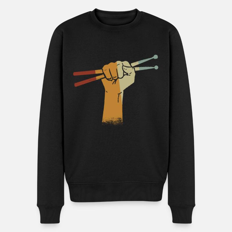 Drums Drumstick Schlagzeug Drummer Musik Band Rock - Männer Premium Bio Pullover - Schwarz