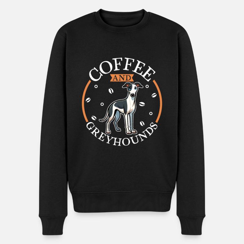 Café et lévrier - Pull Premium bio Homme - noir