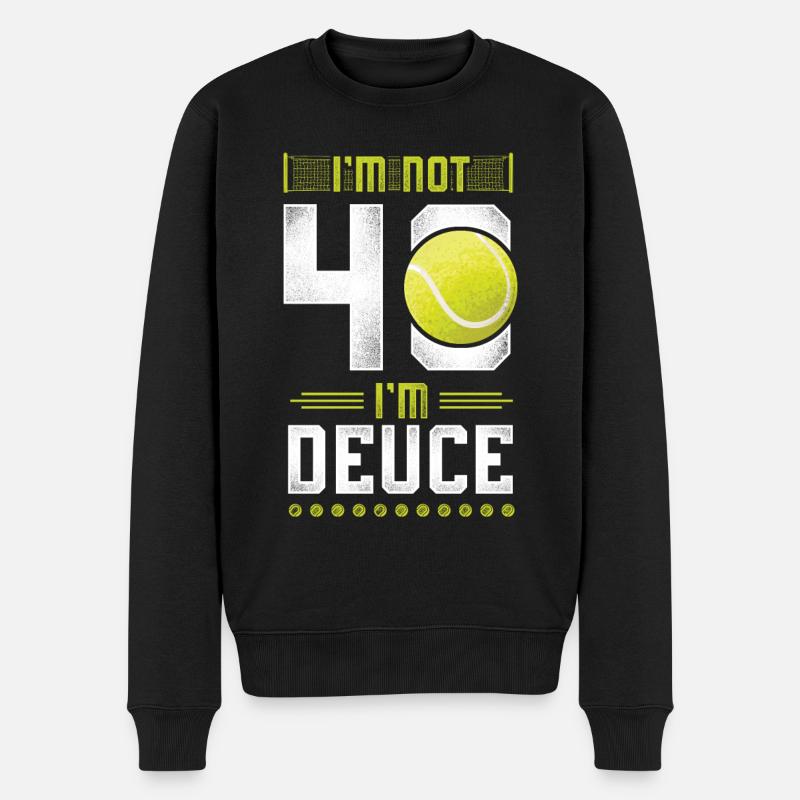 Funny Tennis Player Racket 40th - Männer Premium Bio Pullover - Schwarz