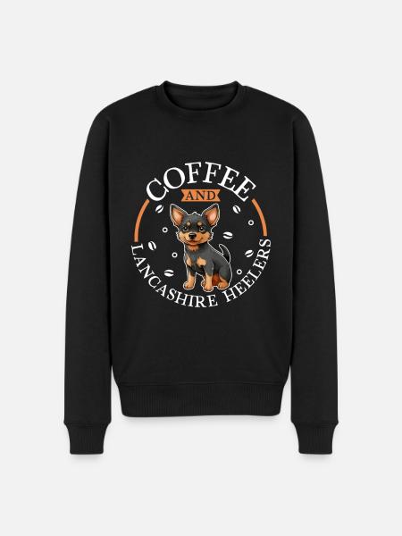 Coffee and Lancashire Heeler - Men's Premium Organic Jumper - black
