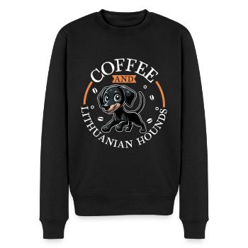 Kaffee und Litauische Bracke - Männer Premium Bio Pullover - Schwarz - Vorne - Nico (187cm)