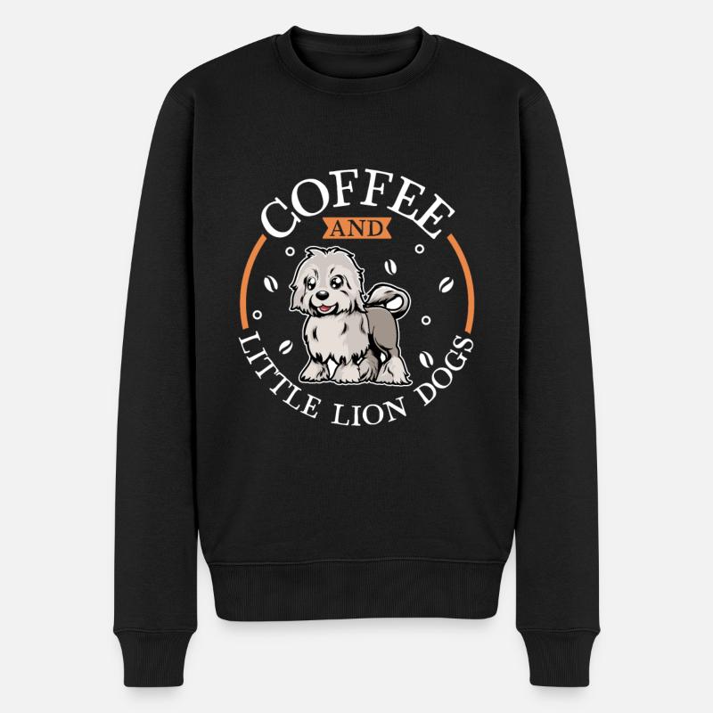 Coffee and Löwchen - Men's Premium Organic Jumper - black