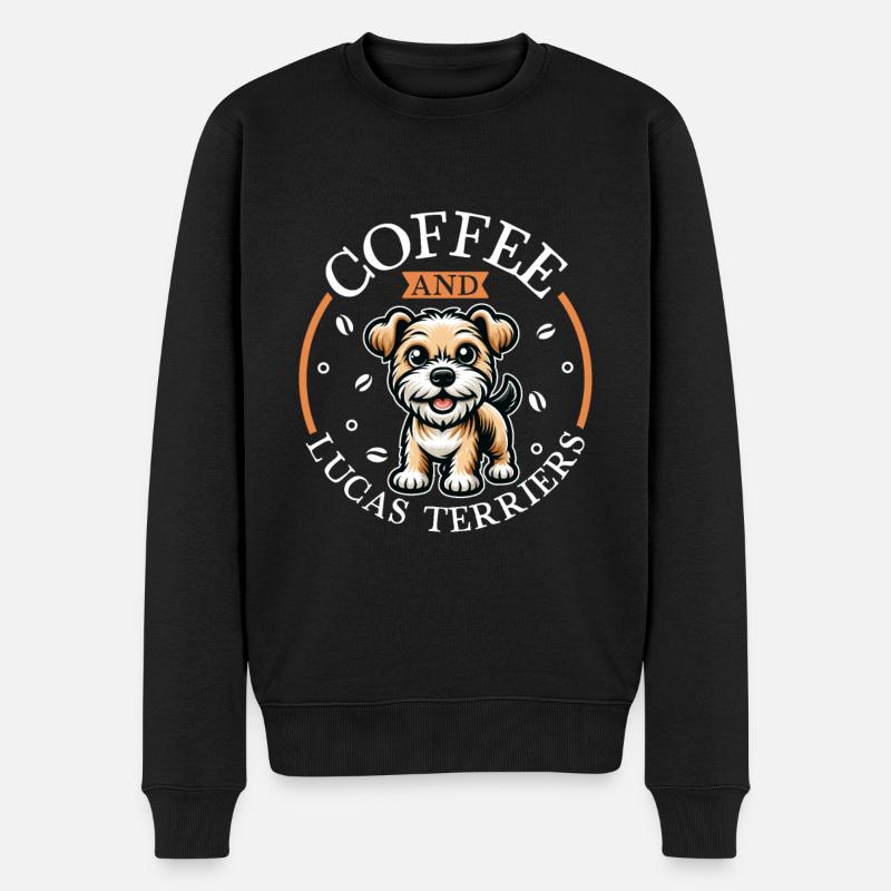 Kaffee und Lucas Terrier - Männer Premium Bio Pullover - Schwarz