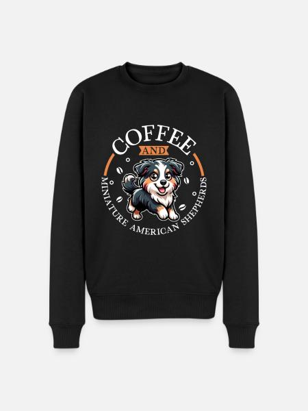Coffee and Miniature American Shepherd - Men's Premium Organic Jumper - black