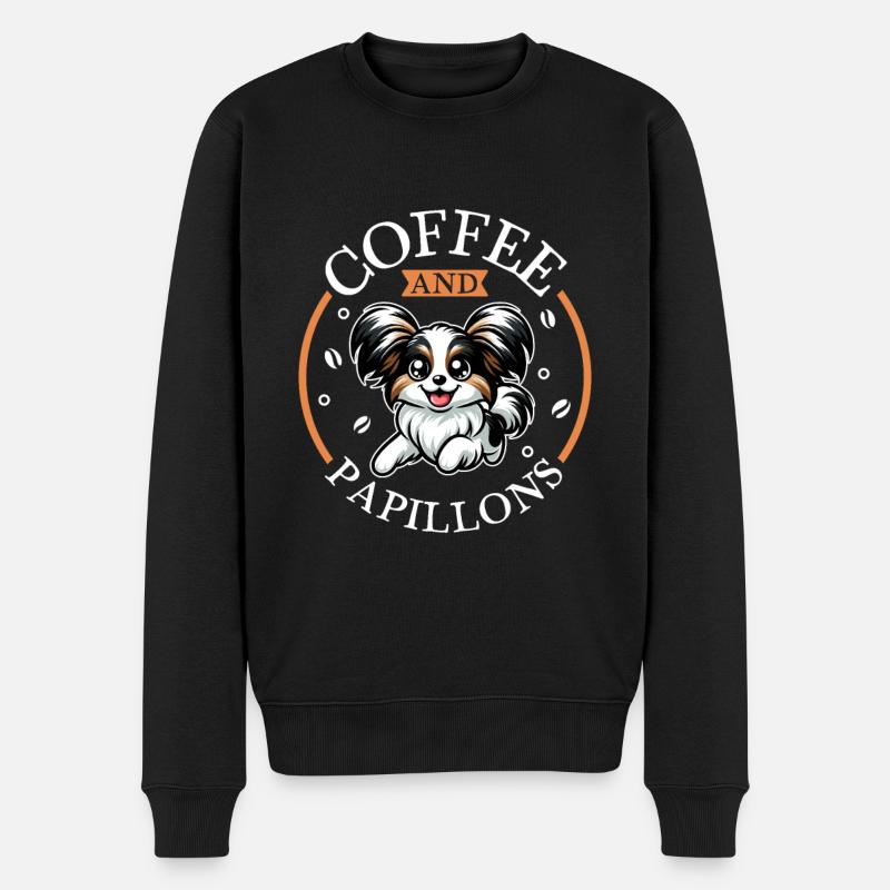 Coffee and Papillon - Men's Premium Organic Jumper - black