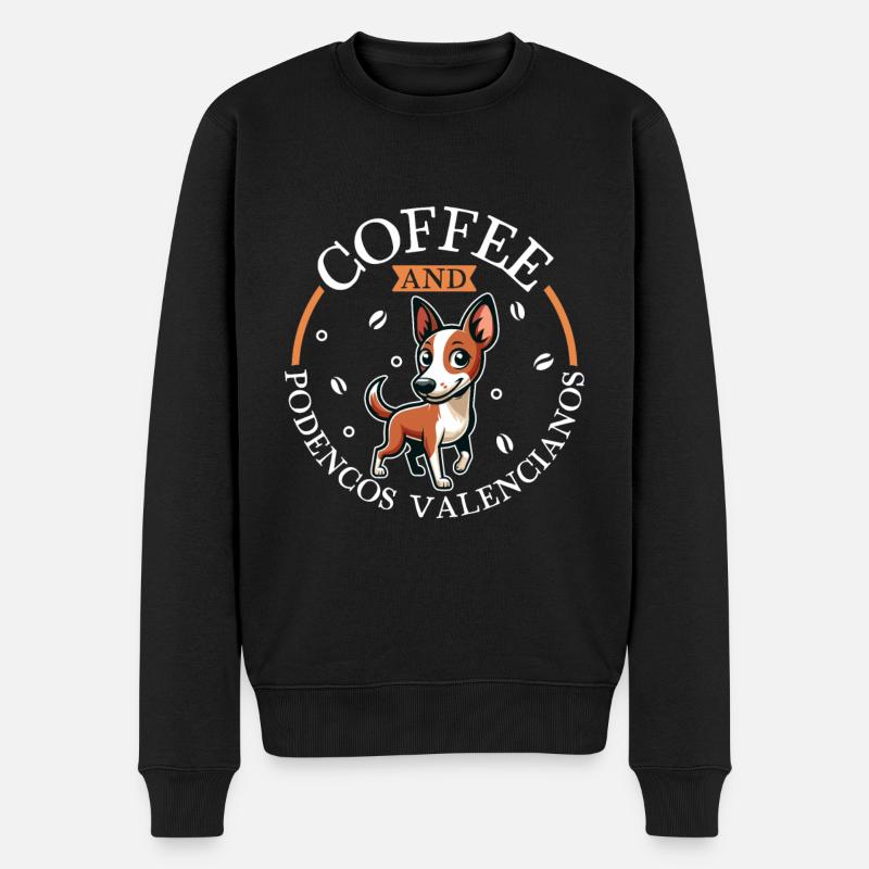 Kaffee und Podenco Valenciano - Männer Premium Bio Pullover - Schwarz