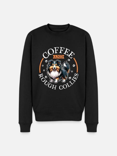 Coffee and long-haired collie - Men's Premium Organic Jumper - black