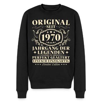 55 Jahre Original seit 1970 Jahrgang - Männer Premium Bio Pullover - Schwarz - Vorne - Nico (187cm)