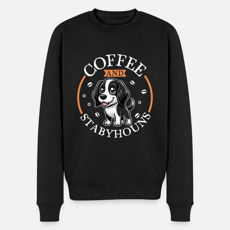 Kaffee und Stabyhoun - Männer Premium Bio Pullover - Schwarz