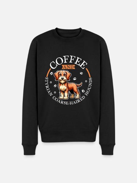 Coffee and Styrian Wirehaired Hound - Men's Premium Organic Jumper - black