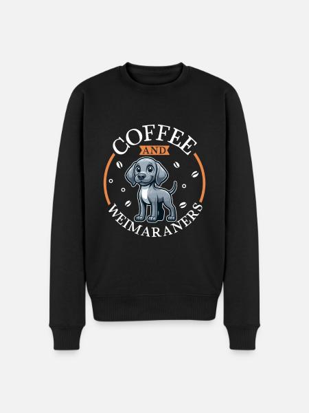Kaffee und Weimaraner - Männer Premium Bio Pullover - Schwarz