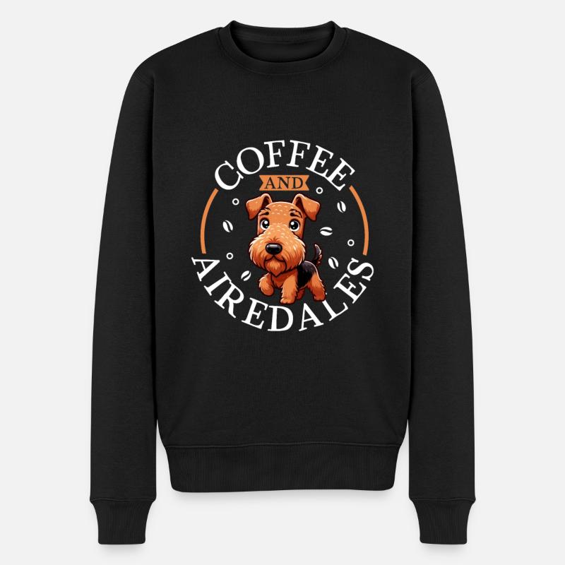 Café et Airedale Terrier - Pull Premium bio Homme - noir