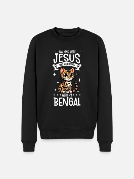 Jesus and my Bengal - Men's Premium Organic Jumper - black