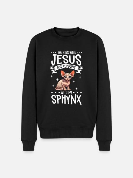 Jesus and my Sphynx - Men's Premium Organic Jumper - black