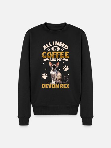 Coffee and my Devon Rex - Men's Premium Organic Jumper - black