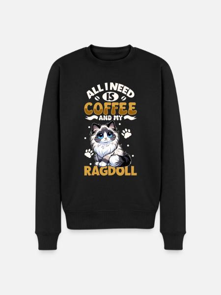 Coffee and my ragdoll - Men's Premium Organic Jumper - black