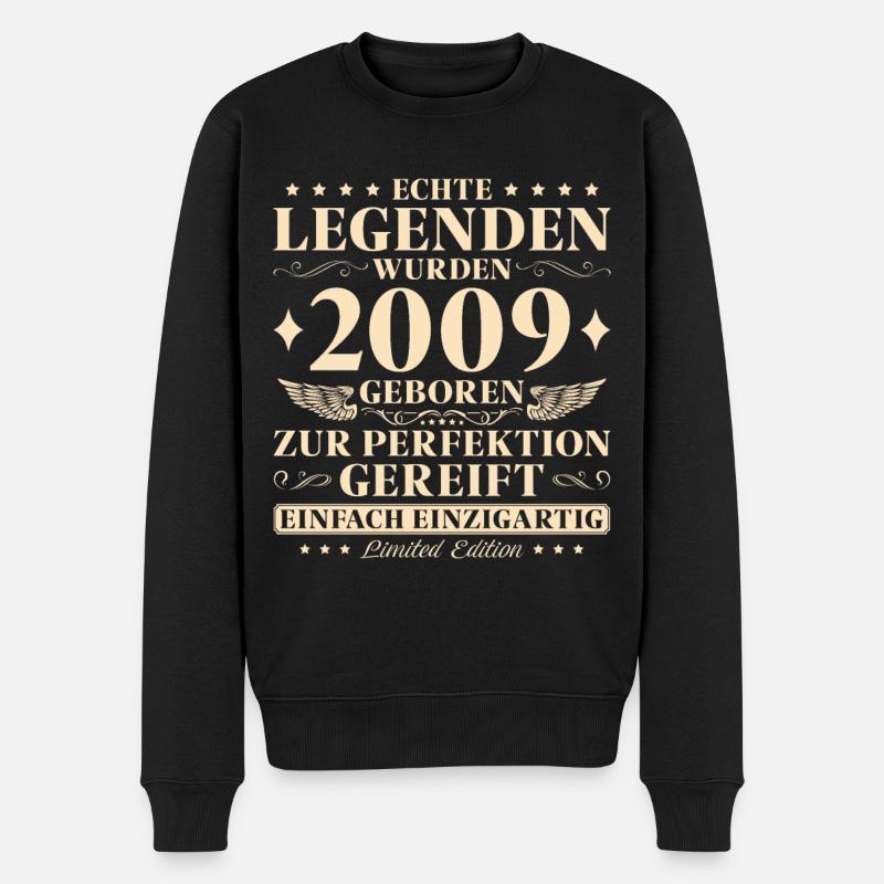 16 Geburtstag Vintage Jahrgang 2009 geboren - Männer Premium Bio Pullover - Schwarz