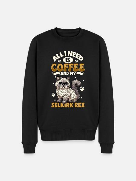 Coffee and my Selkirk Rex - Men's Premium Organic Jumper - black