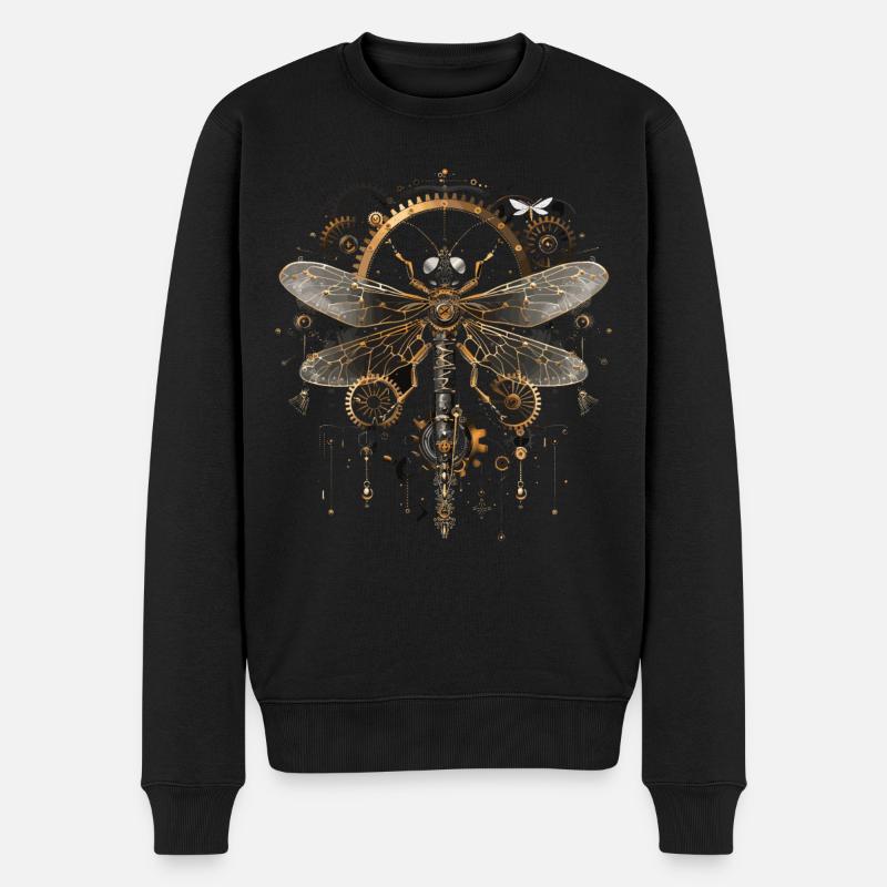 Steampunk-libelle - Männer Premium Bio Pullover - Schwarz