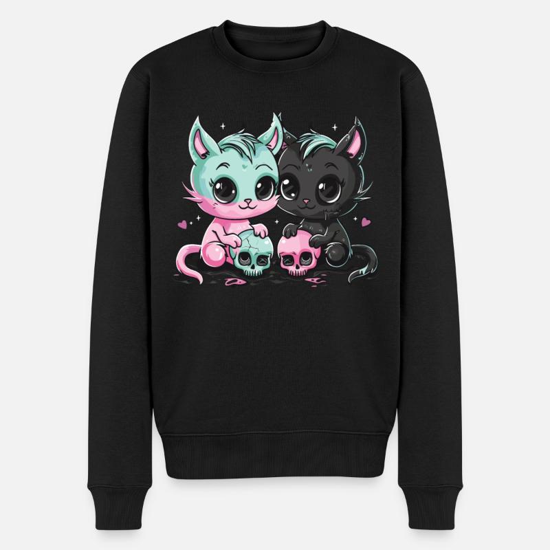 Kawaii Chat Pastel Goth Diabolique - Pull Premium bio Homme - noir