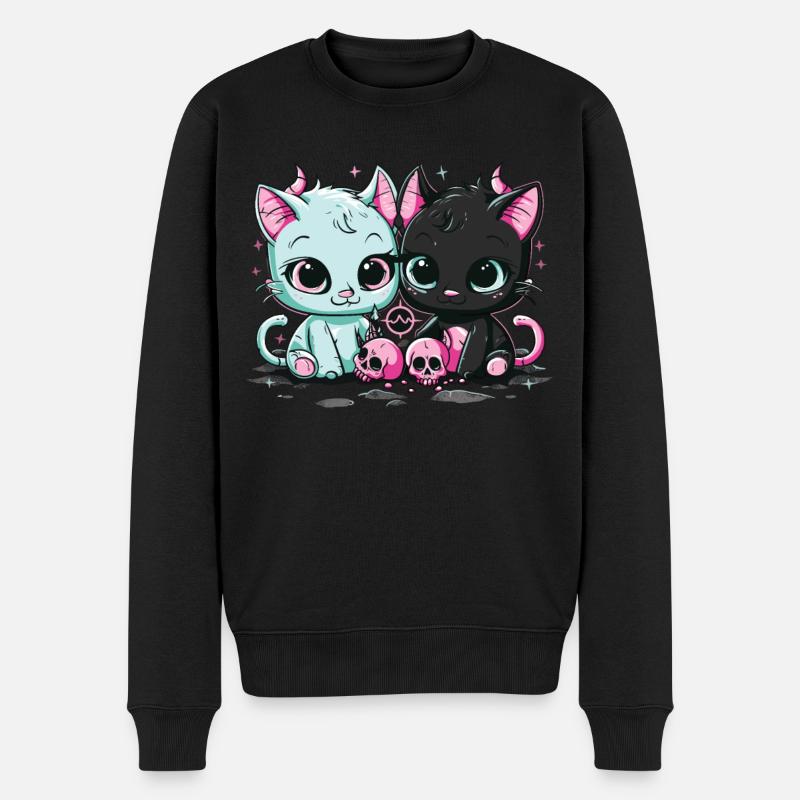 Kawaii Cat Pastel Goth Devilish - Men's Premium Organic Jumper - black