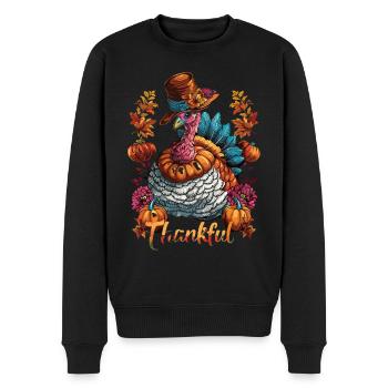Dankbares Gobble Wobble Thanksgiving - Männer Premium Bio Pullover - Schwarz - Vorne - Nico (187cm)
