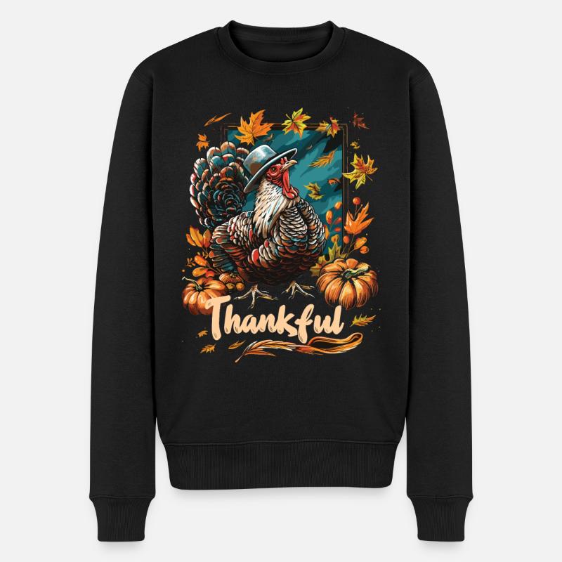 Grateful Gobble Wobble Thanksgiving - Men's Premium Organic Jumper - black