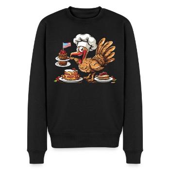 Dankbares Gobble Wobble Thanksgiving - Männer Premium Bio Pullover - Schwarz - Vorne - Nico (187cm)