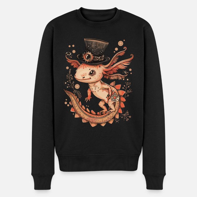Steampunk Axolotl - Männer Premium Bio Pullover - Schwarz