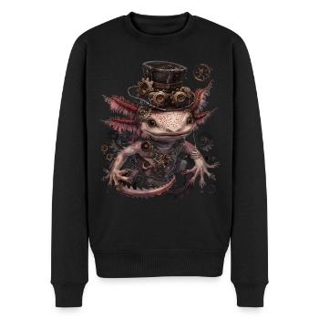 Steampunk Axolotl - Men's Premium Organic Jumper - black - Front - Nico (187cm)