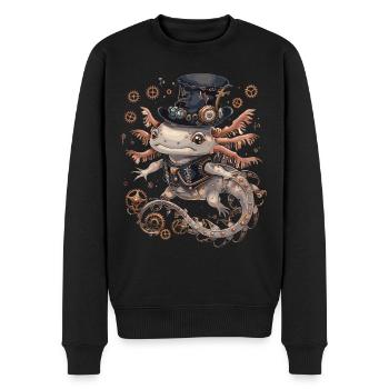 Steampunk Axolotl - Men's Premium Organic Jumper - black - Front - Nico (187cm)