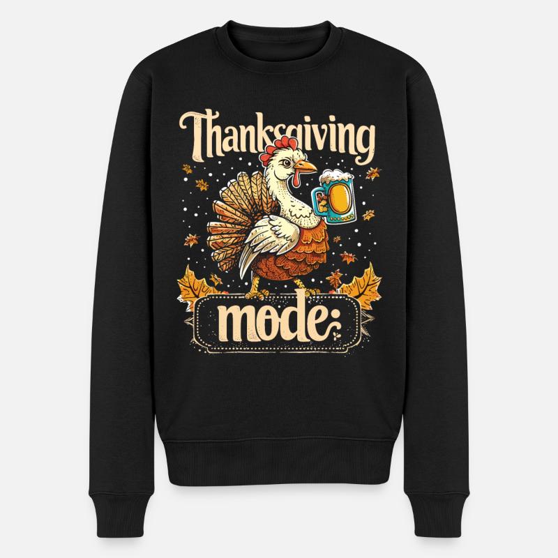Grateful Gobble Wobble Thanksgiving - Men's Premium Organic Jumper - black