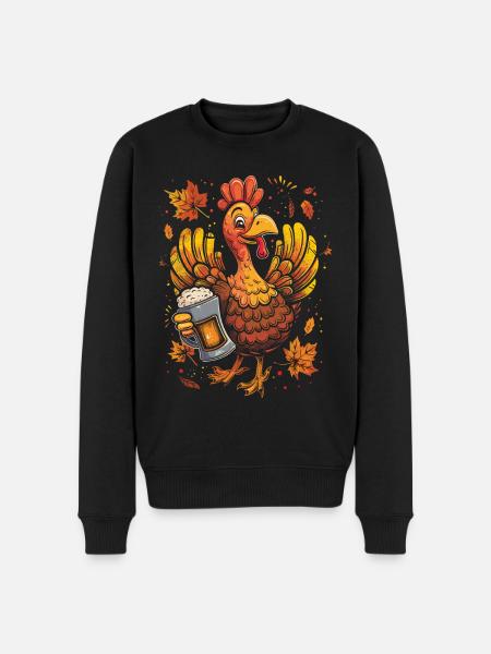 Dankbares Gobble Wobble Thanksgiving - Männer Premium Bio Pullover - Schwarz