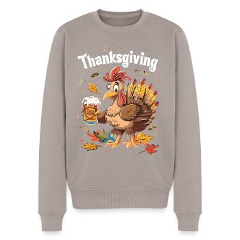 Dankbares Gobble Wobble Thanksgiving - Männer Premium Bio Pullover - Taupe - Vorne - Nico (187cm)