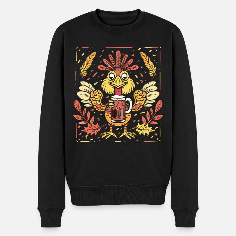Dankbares Gobble Wobble Thanksgiving - Männer Premium Bio Pullover - Schwarz
