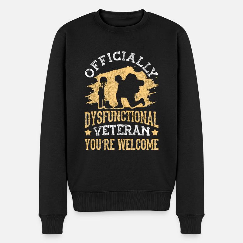 Veteran Medicated Dysfunctional - Men's Premium Organic Jumper - black