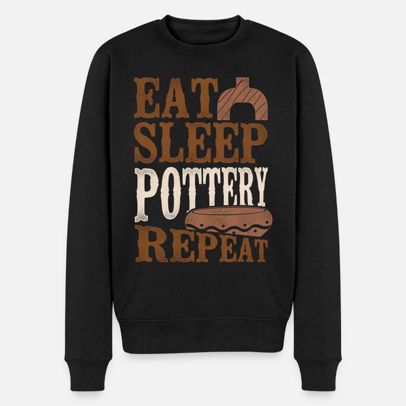 Pottery Ceramics Artist Eat Sleep - Männer Premium Bio Pullover - Schwarz