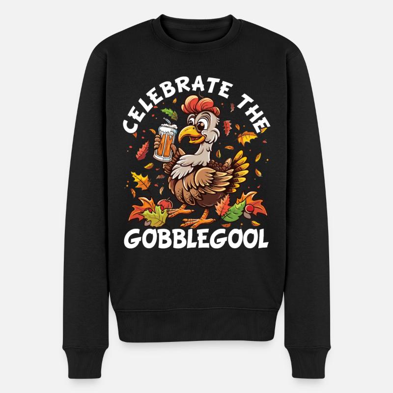 Gobblegool Turkeyday Thanksgiving - Men's Premium Organic Jumper - black