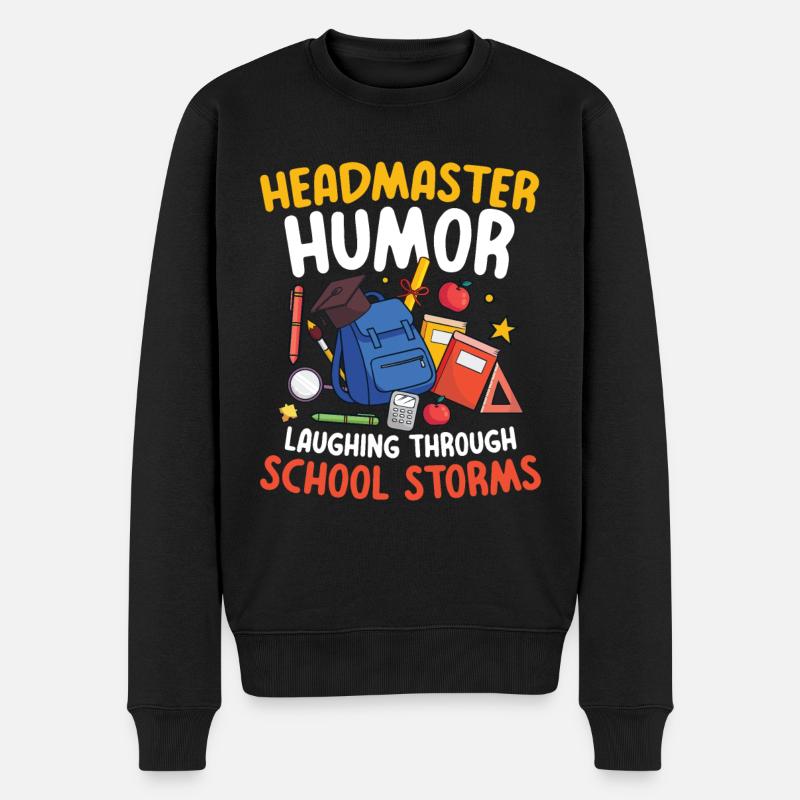 Headmaster Humor Laughing - Männer Premium Bio Pullover - Schwarz