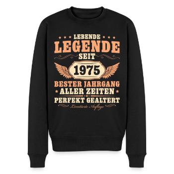 Vintage 1975 Bester Jahrgang Geburtstag - Männer Premium Bio Pullover - Schwarz - Vorne - Nico (187cm)