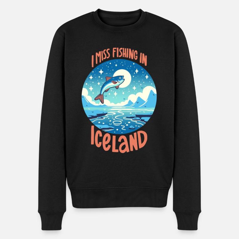 Pêche en Islande - Pull Premium bio Homme - noir