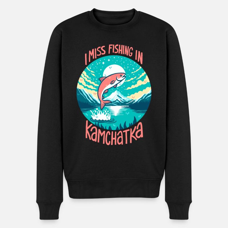 Pêche au Kamchatka - Pull Premium bio Homme - noir